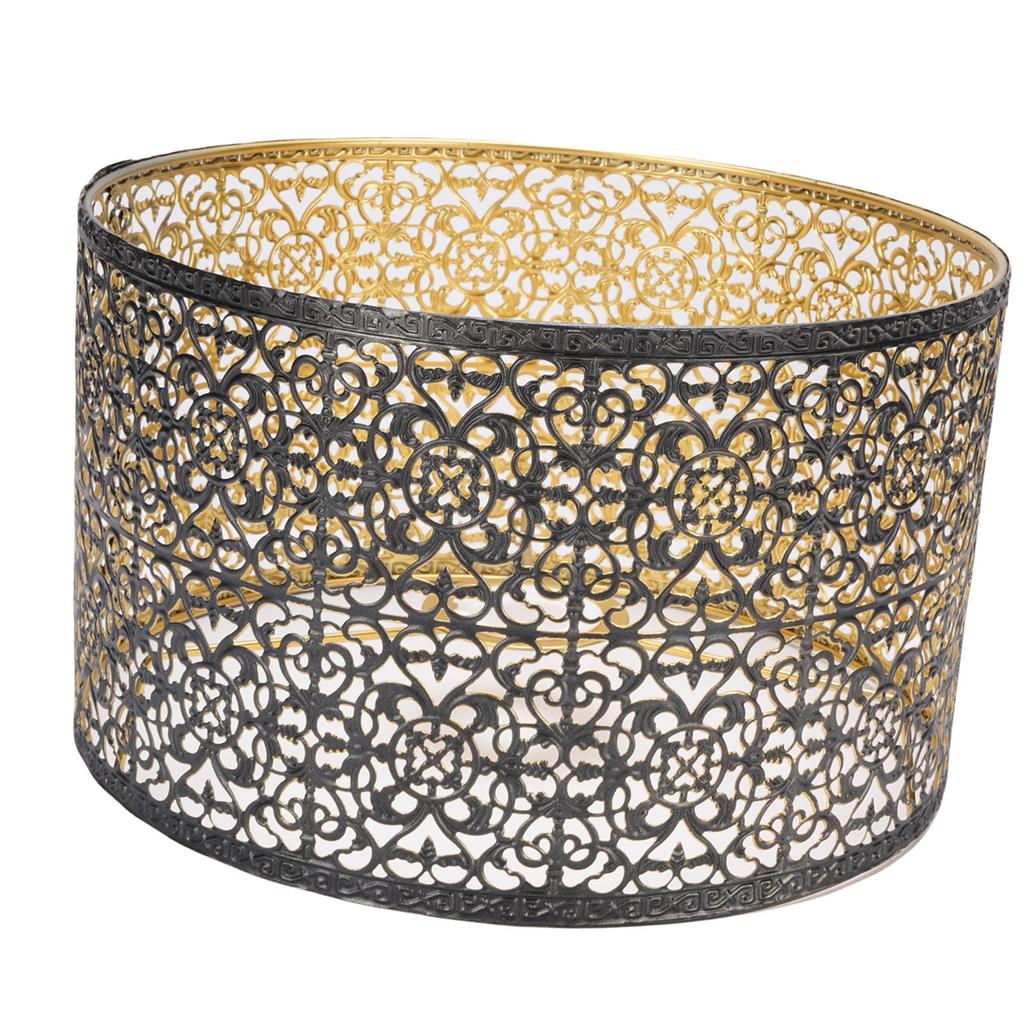 Metal Lampshade E14 E27 Iron Hollow Out Modern Decorative Cylinder Lamp Shade for Table Wall Ceiling Lamp Black and Gold