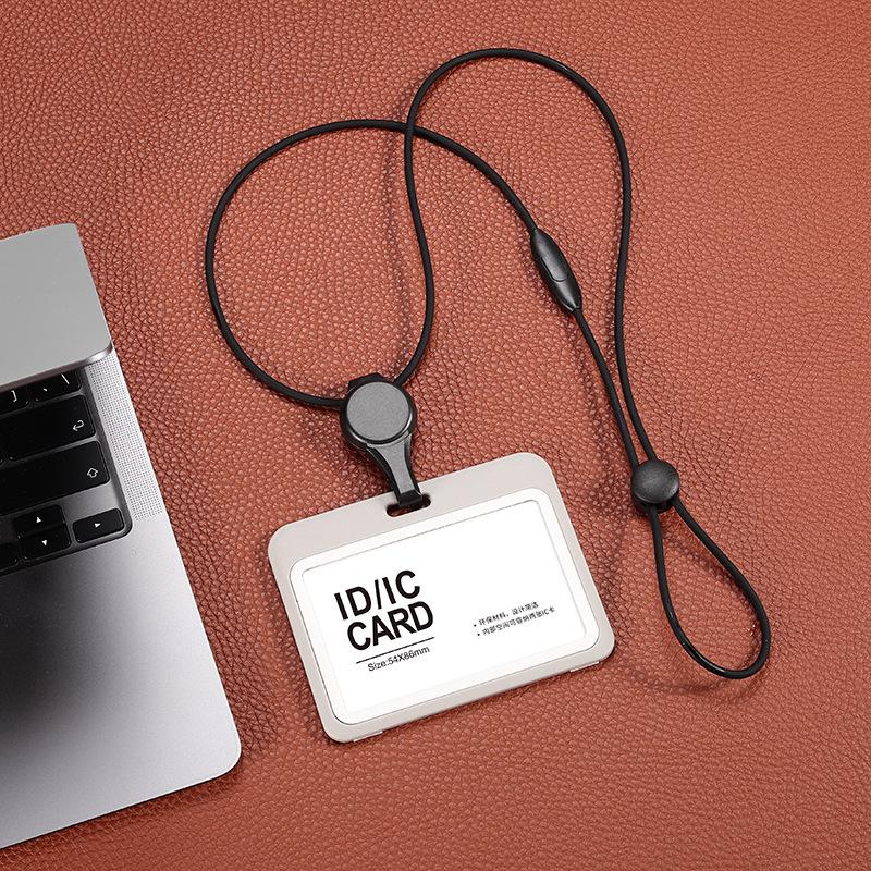 Double-Sided Transparent ID Card and Badge Holder with Round Silicone Lanyard