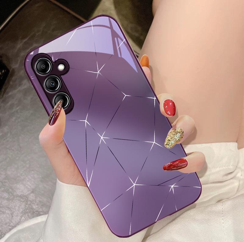 

Lingge Dazzling Light For Samsung Galaxy A14 4G 20 30 52 20S 21S 22 A32 33 34 42 50 51 53 54 70 71 72 73 5G Glass Phone Case For Samsung A73 5G