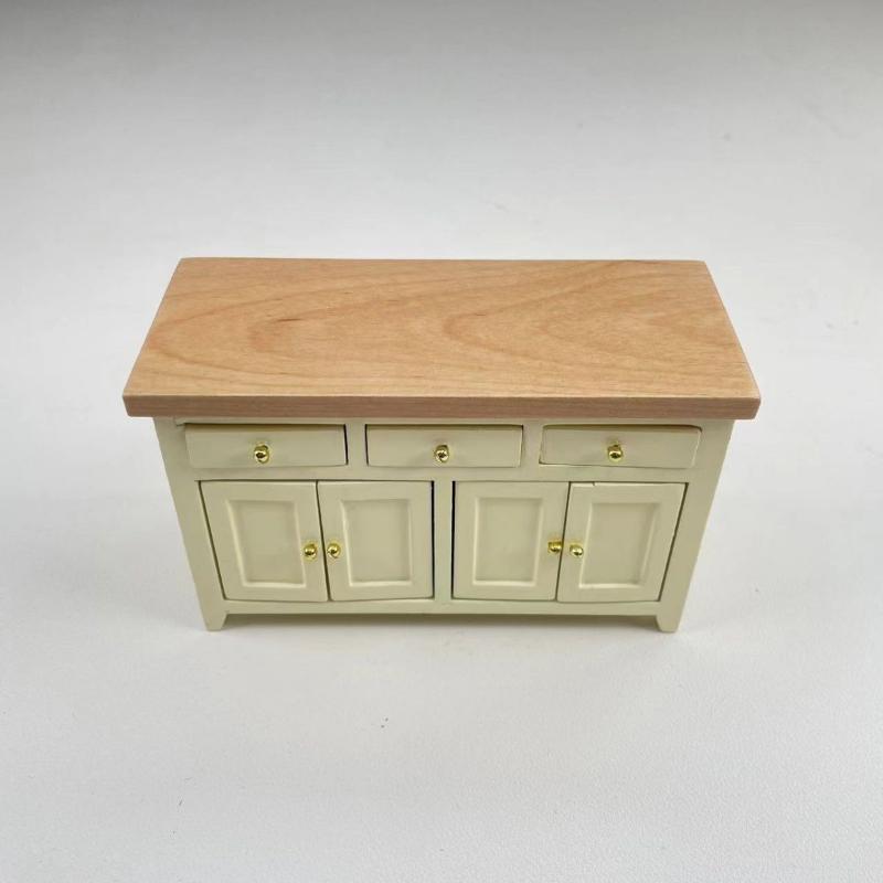 1/12 Scale Dollhouse Cabinet Living Room Miniature Birch Doll House Simulation Storage Cabinet DIY Accessories