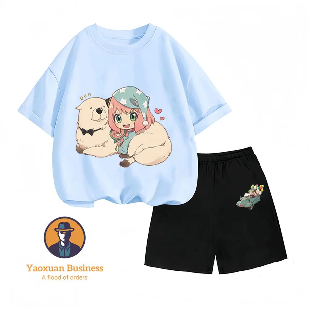 Children's Summer Cute SPY×FAMILY Cartoon Print Two-Piece Set, Fashionable Hot Sale, Boys and Girls