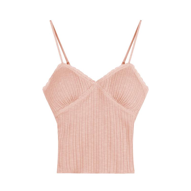 Pure Desire Lace Bow Camisole with Chest Pads - Women's Summer Outerwear & Base Layer Top
