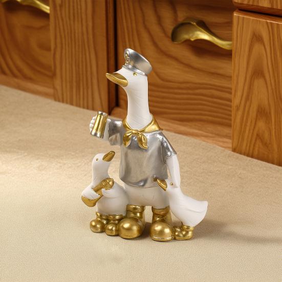 Statua di Anatra Carina, Ornamento di Anatra in Resina, Mini Figure di Anatra per Decorazione Interna Esterna Casa Ufficio