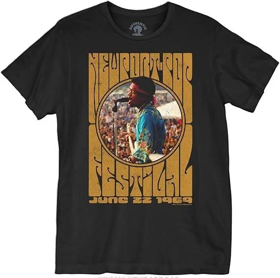 

Jimi Hendrix Newport Pop Festival Mens T-shirt - June 22 1969 -New S