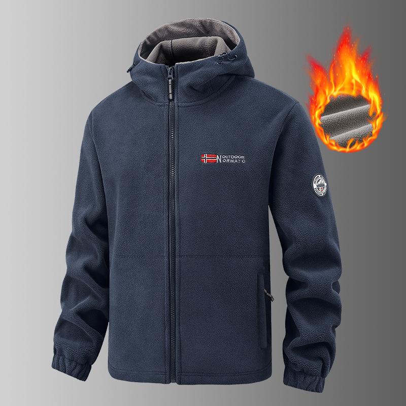 Zimná súprava športového oblečenia Pánska retro tréningová hrubá flísová bunda + nohavice Dvojdielna súprava Ležérna lyžiarska bežecká tepláková súprava