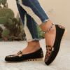 Women's Leopard Print Slip-On Flats - Lightweight Fabric Upper Durable PU Sole Round Toe Comfort for All-Season Casual Wear Animal Print Fashion Shoes