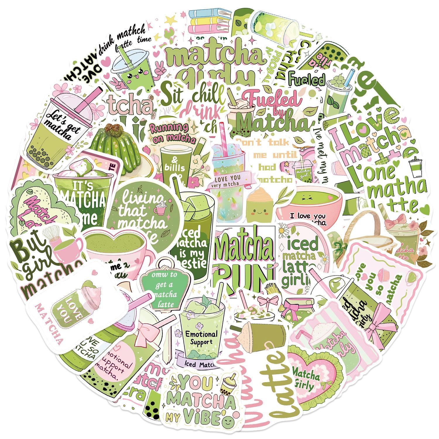 

50 Cartoon Matcha Girl Aesthetic Graffiti Stickers Decorate Guitar Notebook Suitcase DIY