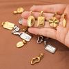 Various 18k Gold Feather Flower Charms Heart Face Pendant  Stainless Steel Diy Jewelry Accessories for Necklace Bracelet Gift