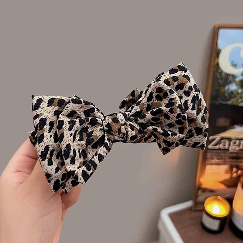 1Pc Vintage Leopard Print Bow Premium Hair Grab Hair Accessory Is Suitable for Women To Wear