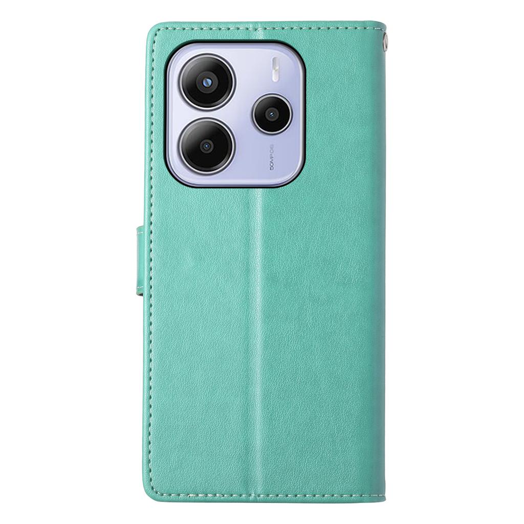 For Xiaomi Redmi Note 14 4G (163.25mm) Wallet Case Butterfly Floral Imprint PU Leather Phone Cover with Wrist Strap