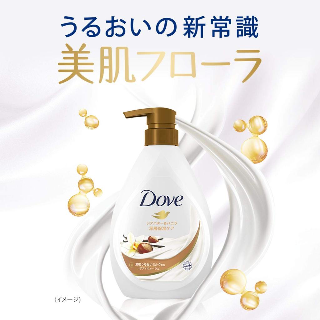 Dove Shea Butter & Vanilla Body Wash Refills (340g x 4) - Body soap with a subtly sweet, relaxing shea butter and vanilla scent (flavored).