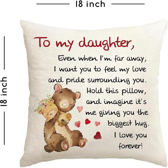 Daughter Gifts from Mom18x18 Throw Pillow Cover - Best Daughter Ever from Mom & Dad, Birthday Gifts for Daughters, to My Beloved, Decorative Pillow