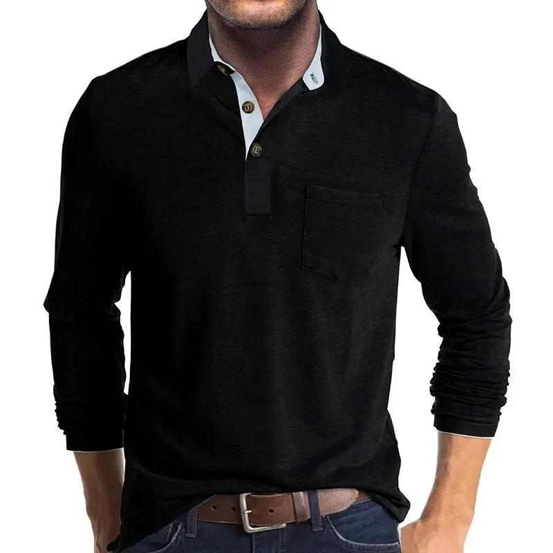 Autumn Men'S Polo Shirt Lapel Pocket T-Shirt Mens Business Casual Long Sleeve Tshirt Tees