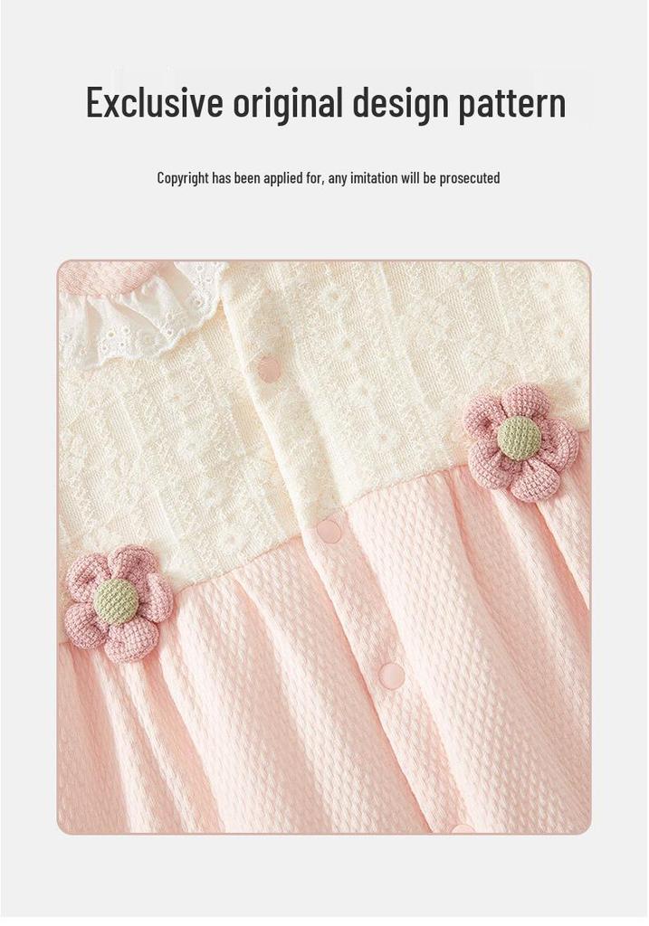 Little Flower Autumn Crawling Suit: 40g Pure Cotton Newborn Bodysuit & Outdoor Romper
