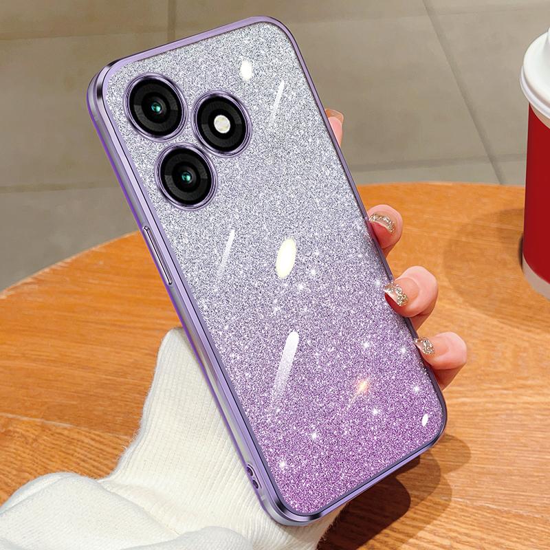 

Для itel A70 A 70 A665L чехол Мягкий силиконовый край с покрытием Bling TPU чехол для телефона задняя крышка For itel A70/A665L фиолетовый