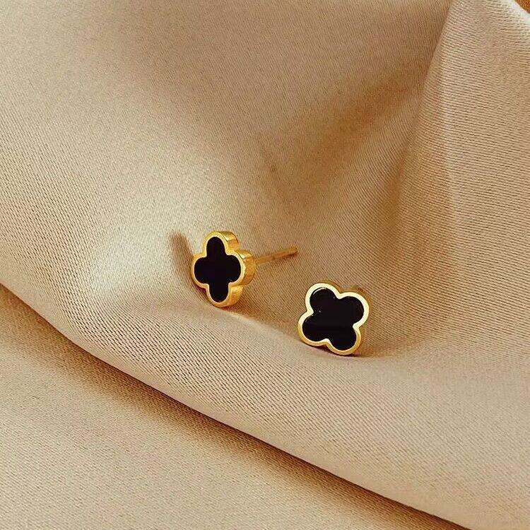 Titanium Steel Four-Leaf Clover Non-Drop Stud Earrings for Women - Simple, Versatile, and Sleep-Friendly Design
