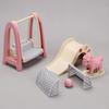 Wooden Horse Doll House Amusement Park Pretend Play Miniature Slide Swing  Model Decoration