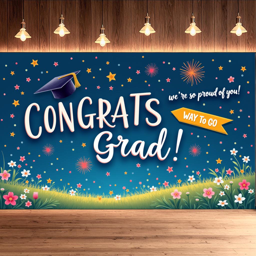 Evenemangsbanderoll Examensfirande Fest Bakgrundsmönster Grattis Examen För Evenemangsdekoration Inomhusdekoration
