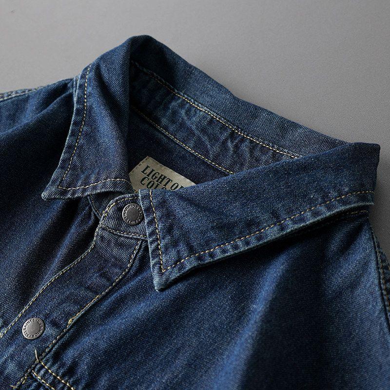 Heavy Long-Sleeved Retro Export Original Denim Shirt