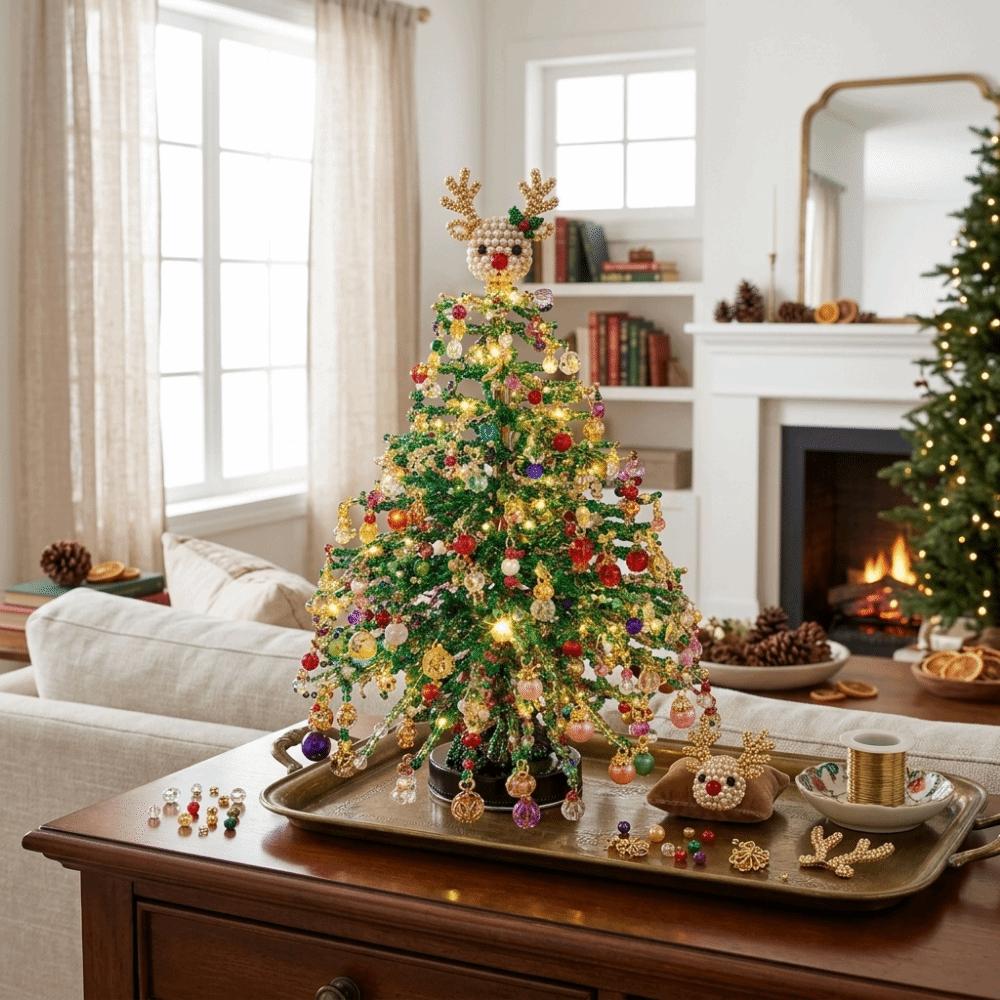 Handmade Halloween Tree Making Kit with Light Up Mini Bead Weaving Set All Seasons