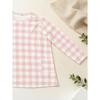 Women's Plus Size Pink Plaid Long Sleeve Loose Top with Pocket, Women's Versatile Casual T-Shirt
