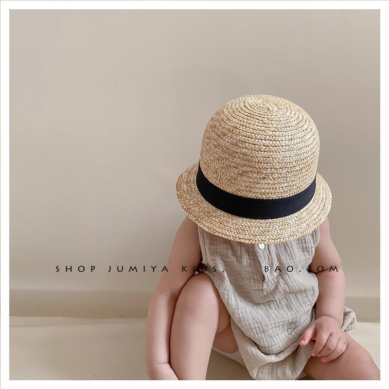 Korean Tide Baby Straw Hat Summer Baby Cute Bowler Hat Bowler Sunshade Beach Hat хаки