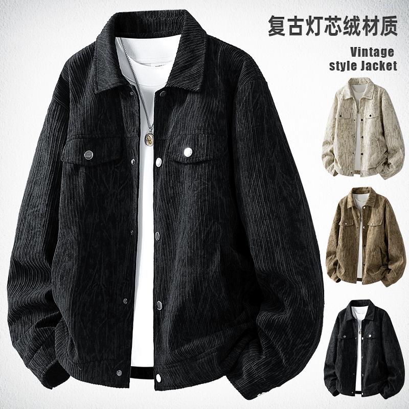 New American Retro Corduroy Jacket for Autumn Premium Thermal Lapel Jacket