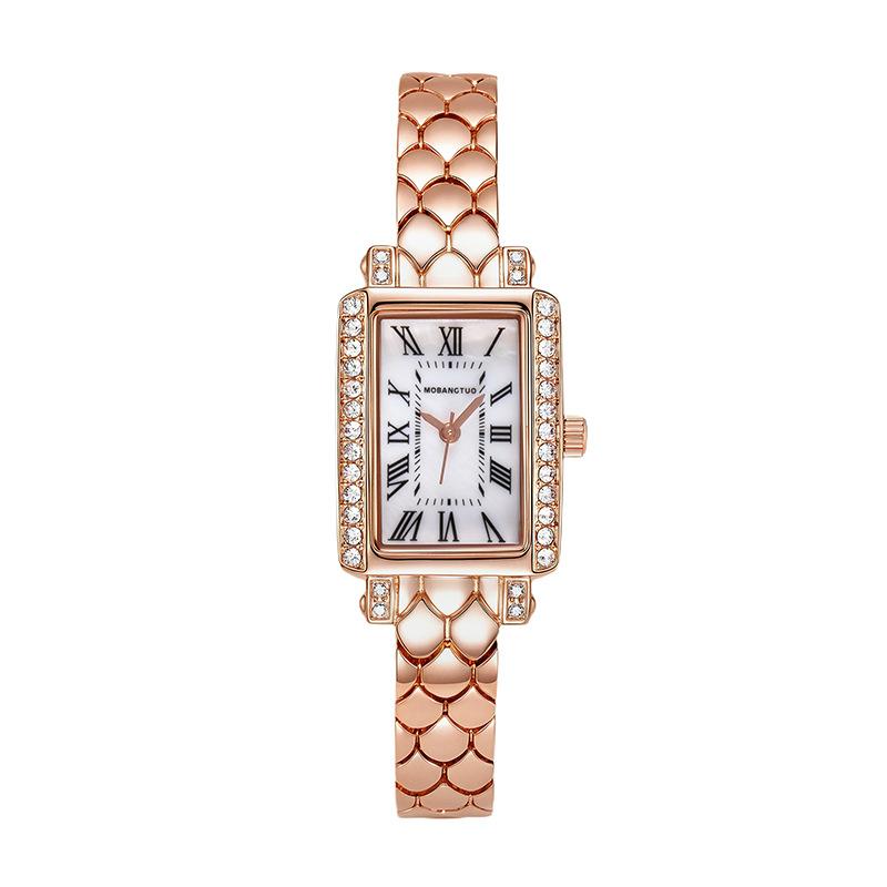 Diamond-Encrusted Square Watch Women'S High-End Sense Exquisite Light Luxury High-Value Women'S Quartz Watch