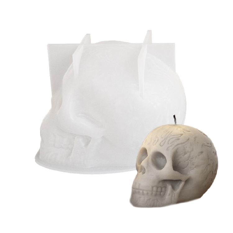 Skull Shape Gypsum Molds Scented Candle Silicone Mold Concrete Cement Crafting Mold Table Ornament Halloween Decorations