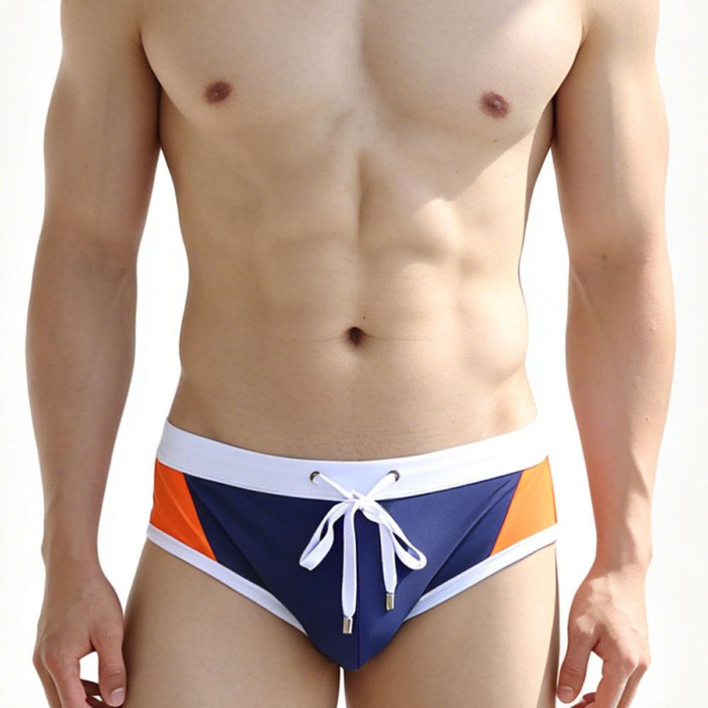 Heren Laag Uitgesneden Zwembroek Nylon Mesh Paneel Sneldrogend Elastische Contour Zakje Sexy Kleurblok Zwemkleding Voor Mannen
