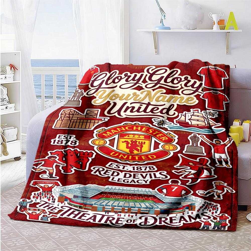 Manchester Customize Text Blanket Lightweight Customizable Blanket Durable Comfort Throw For Livingroom Office Chair Picnics Home Decor