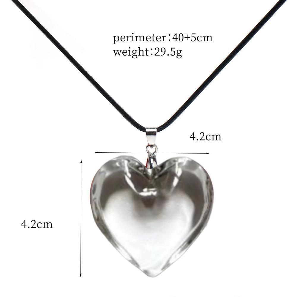 Creative Simple Transparent Heart-shaped Pendant Black Wax Thread Necklace for Women Men Friend Personality Trendy Jewelry Gifts