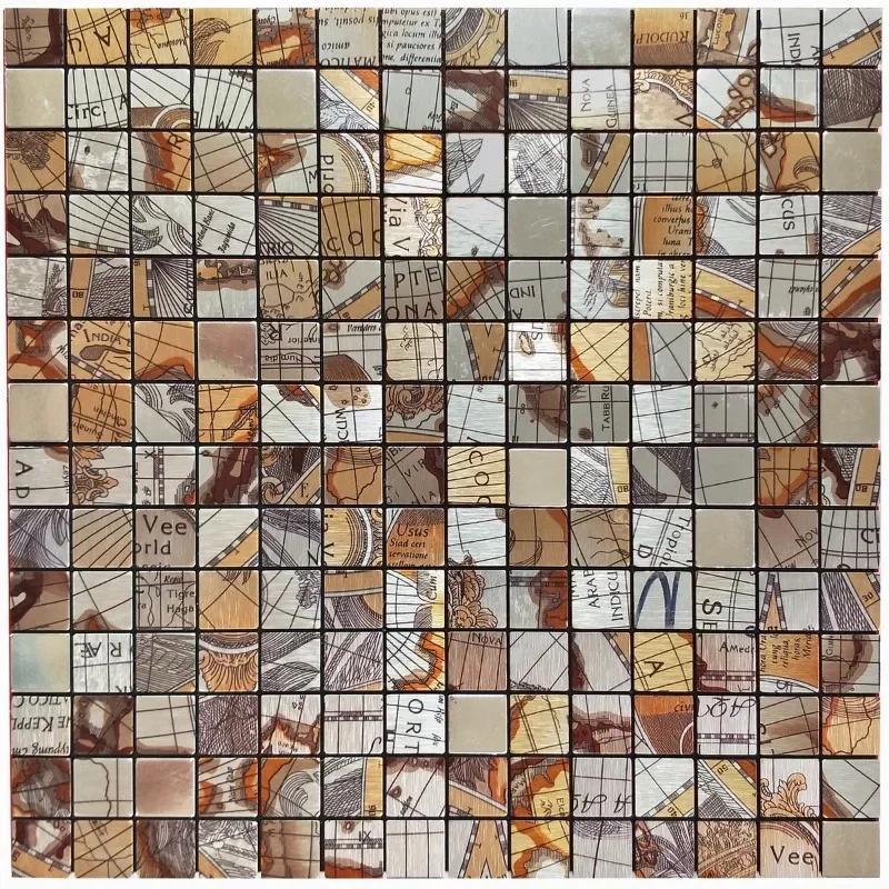 3D European Smooth Metal Mosaic Wall Sticker Self-adhesive Tile Kitchen Bathroom Bar Living Room TV Background Wall Decor Stick