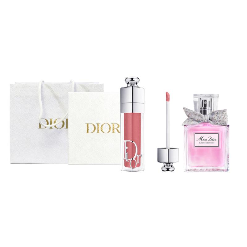 

DIOR Perfume Flower Sweetheart + Enchanting Lip Gloss Makeup Set Gift Box Gift Bag Edition Eau de Toilette EDT Floral Fragrance 012 Dried Rose+30ml розового золота