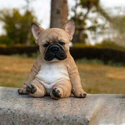 Sleepy French Bulldog Puppy Statue Ornament Sitting Posture Small Dog Statue Ornament Be Sleepy