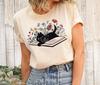 Floral Cat Shirt Cat Lover T-shirt Cat Book Shirt Cat Lover Gift Gift for He