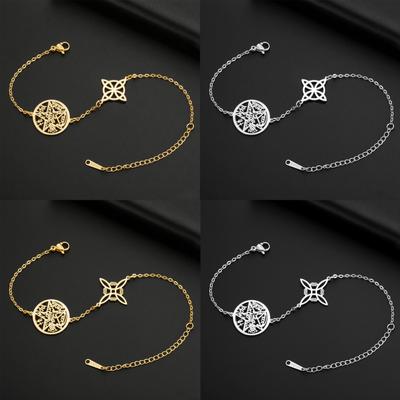 Pulsera Amaxer de acero inoxidable con triple protección, nudo de bruja, Virgen María, pentagrama, amuleto y joyería.