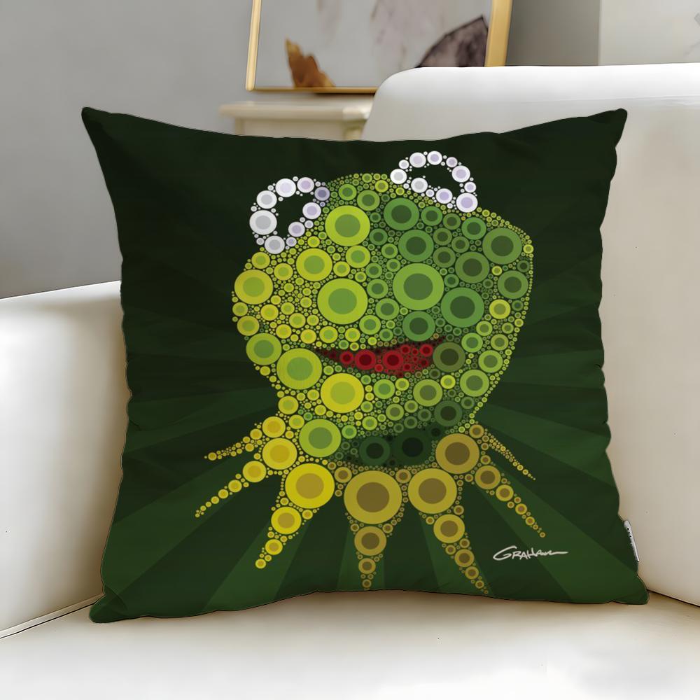 cartoon character Kermit the Frog Cushion Cover Soft  EasyWash Pillow Case  Versatile for Couch Bed Travel and Office