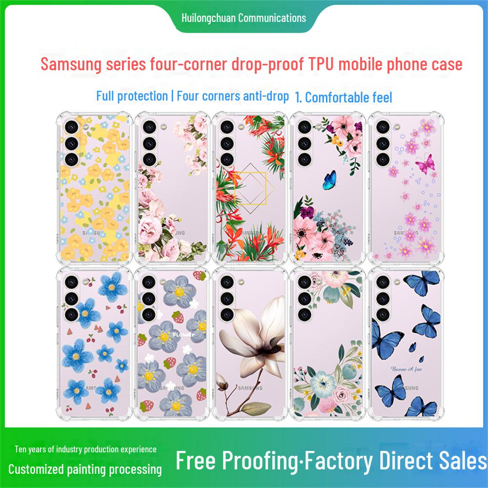 

Samsung Galaxy S24 Ultra Case Airbag TPU Painted Butterfly Flowers - Perfect Fit A13 5G