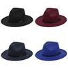 Retro Plush Jazz Multi Color Flat Big Brimmed Hat With Fashionable Personality