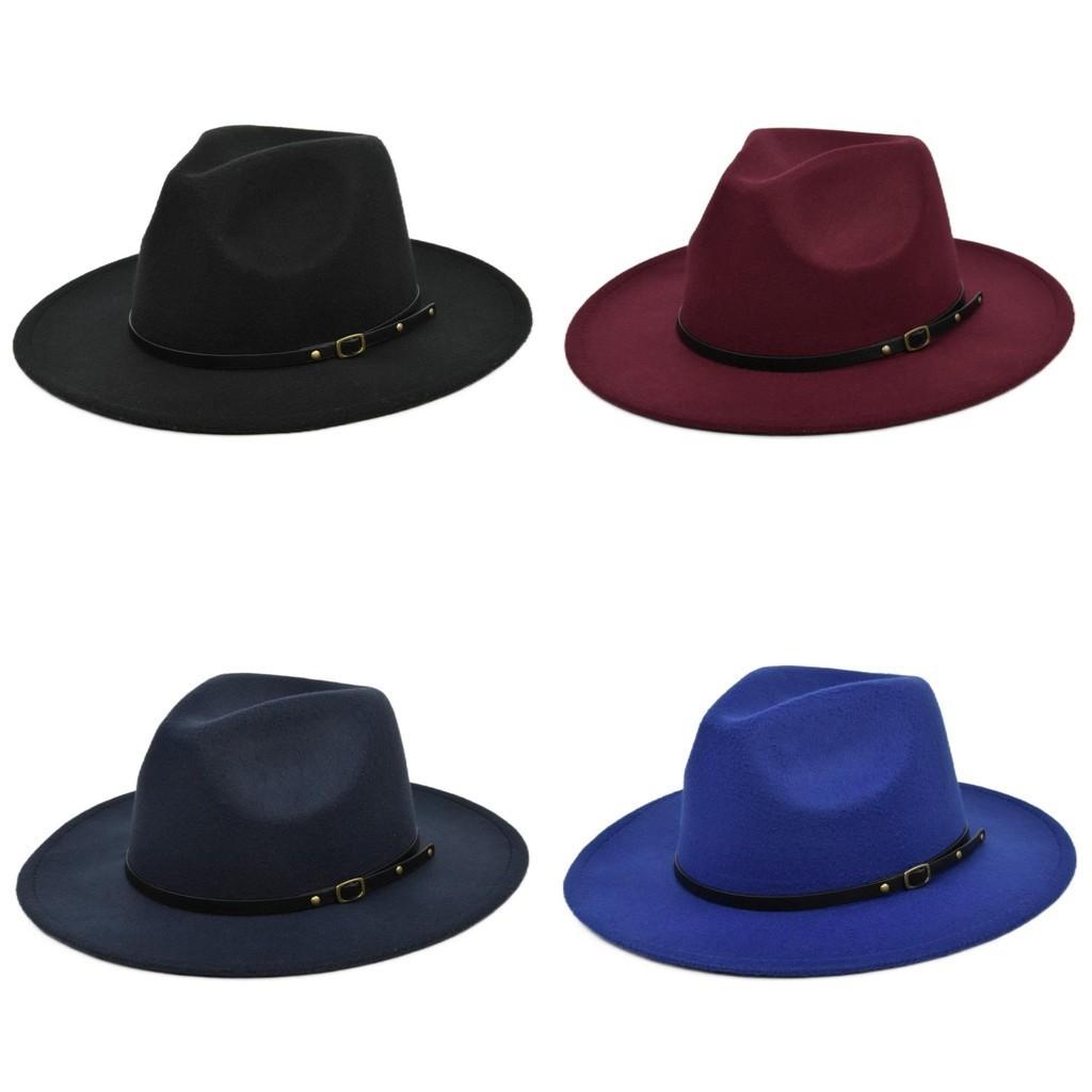 Retro Plush Jazz Multi Color Flat Big Brimmed Hat With Fashionable Personality
