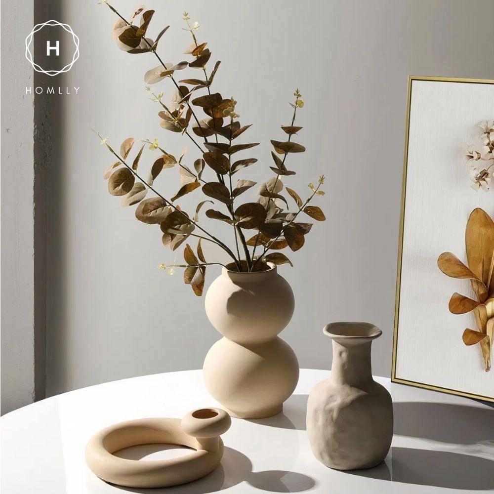 Homlly Plutto Minimalist Boho Geometric Nordic Ceramic Decor Pampas Flower Vase