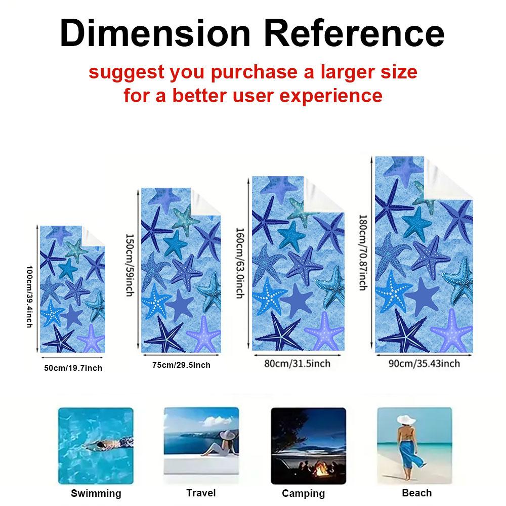 Blue Watercolor Starfish Quick Drying Bath Towel Microfiber beach towel light weight swimming camping yoga beach out