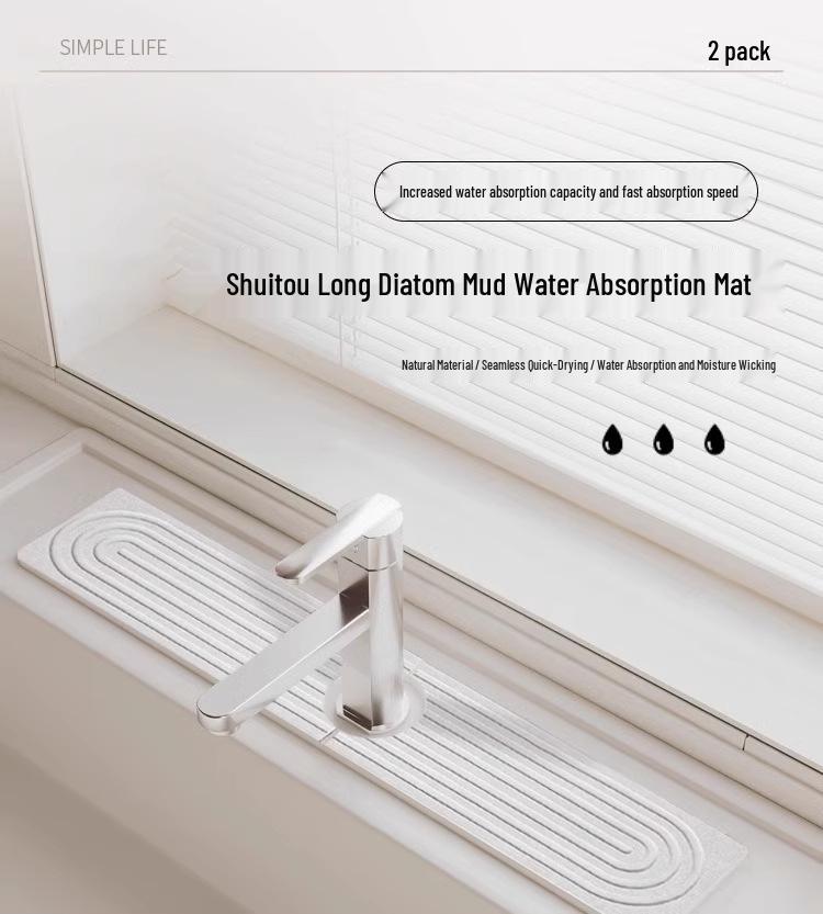 Diatomeeën Modder Absorberend Matje - Sneldrogende Kraan & Spoelbak Mat voor Keuken/Badkamer