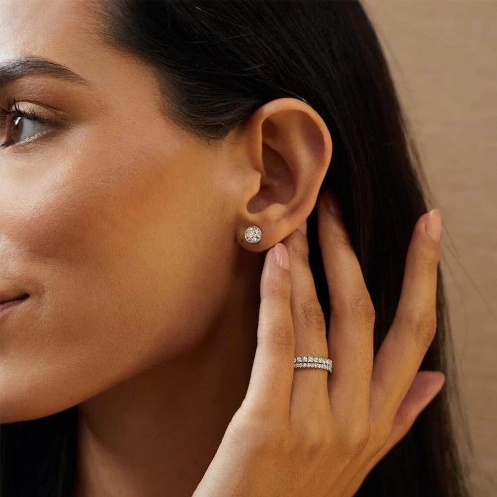 Luxury 925 Silver Moissanite Earring Original Certified Plated 18k Yellow Gold 2ct Diamond Stud Earrings for Women Men Jewelry