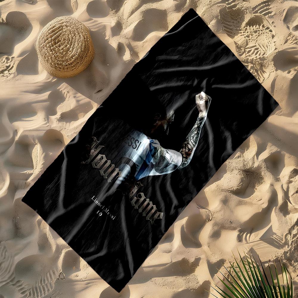 Football Messi Personalized Text Beach Towel Super Soft Microfiber Quickdry Fabric Suitable for Swimming Gym Camping Yoga Vacation