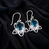 Natural Apatite Gemstone 925 Stamped Silver Handmade Jewelry Hook Earrings 1.70" EE-40-12