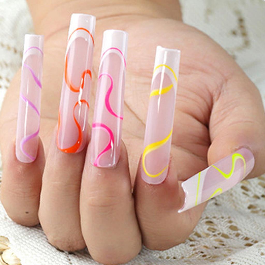 240pcs False Nail Extensions Transparent Ultra Long Nail Tips Thin Full Cover Artificial Fingernail Tips