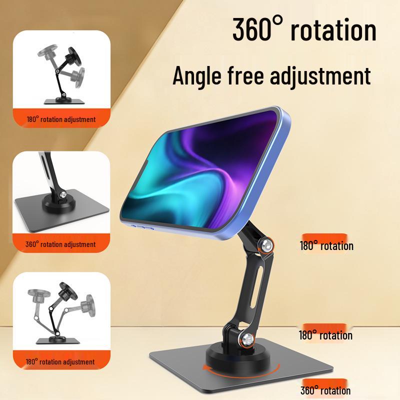 360° drehbarer, faltbarer Aluminium-Telefon- und Tablet-Ständer, magnetische Desktop-Halterung für einfaches Live-Streaming und tragbare Aufbewahrung