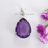 Genuine Amethyst Pendant, Teardrop Handmade Prong Pendant, 925 Sterling Silver Pendant, Engagement Pendant